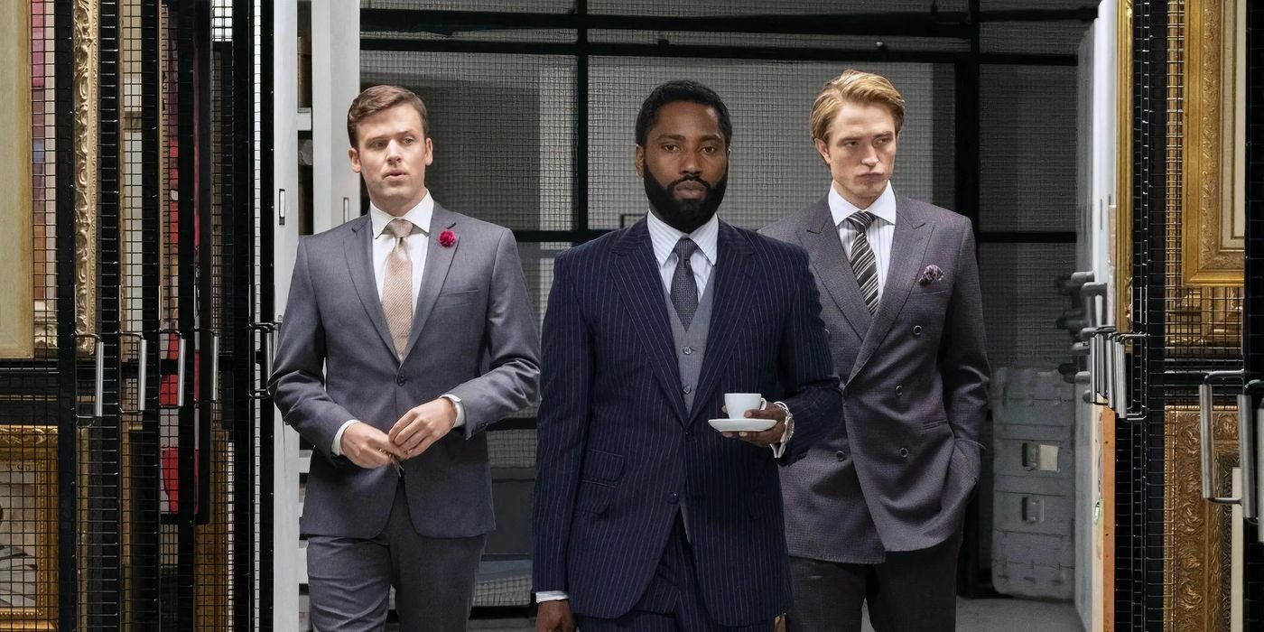 Jack Cutmore-Scott, Robert Pattinson and John David Washington in Tenet