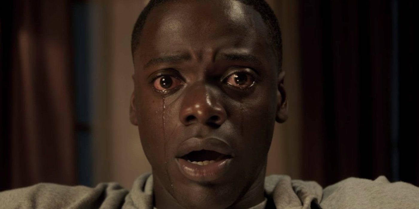 Daniel Kaluuya crying as Chris Washington in Get Out.