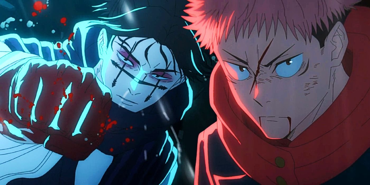 Yuji and Choso from Jujutsu Kaisen during their fight at Shibuya