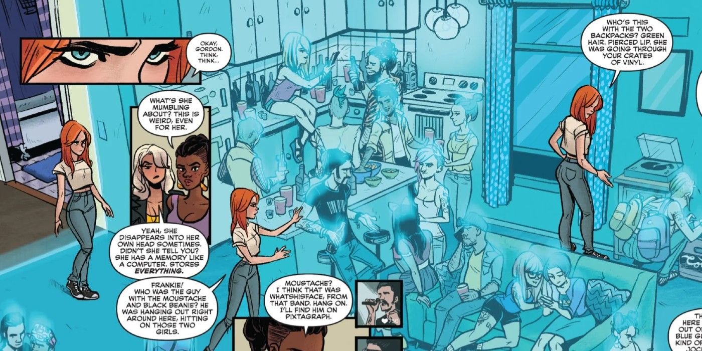 Comic book panels: Barbara Gordon enters her memory palace in Batgirl #35