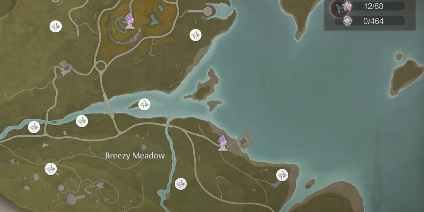 Infinity Nikki spawn locations of Greedy Pouches in Breezy Meadow area